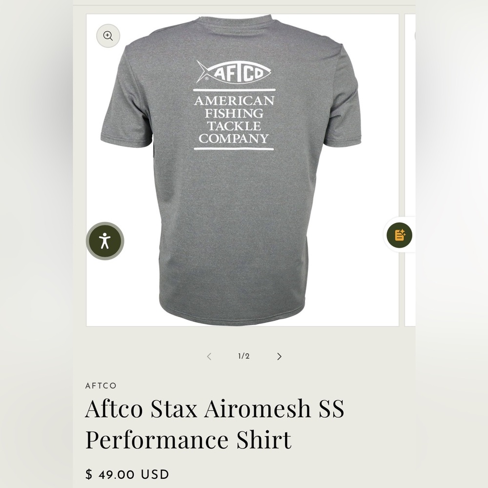 AFTCO Stax Airomesh SS Performance Shirt - Charcoal Heather